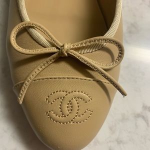 Channel Ballet Flat 40C Tan Size 9